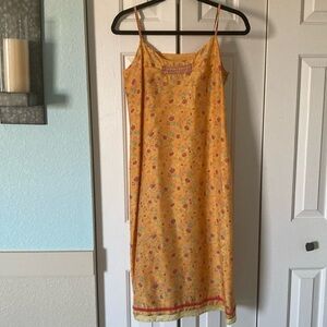 Summer floral dress 100% Beta Silk. Beautiful details with smocking In front